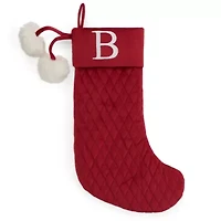 North Pole Trading Co. Red Quilted Monogram B Christmas Stocking