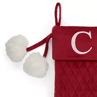 North Pole Trading Co. Red Quilted Monogram C Christmas Stocking