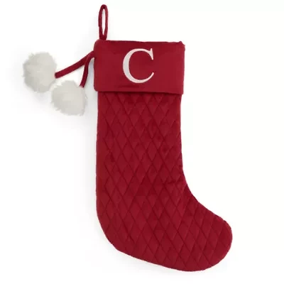 North Pole Trading Co. Red Quilted Monogram C Christmas Stocking