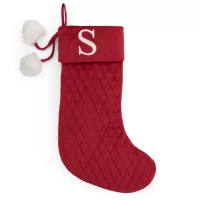 North Pole Trading Co. Red Quilted Monogram Christmas Stocking