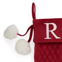 North Pole Trading Co. Red Quilted Monogram R Christmas Stocking