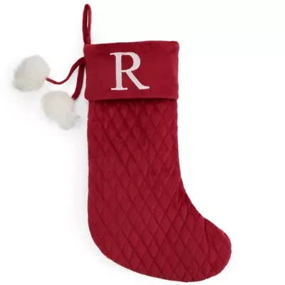 North Pole Trading Co. Red Quilted Monogram R Christmas Stocking