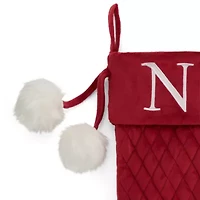 North Pole Trading Co. Red Quilted Monogram N Christmas Stocking