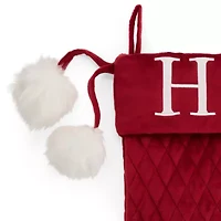North Pole Trading Co. Red Quilted Monogram H Christmas Stocking