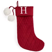 North Pole Trading Co. Red Quilted Monogram H Christmas Stocking