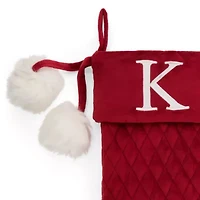 North Pole Trading Co. Red Quilted Monogram K Christmas Stocking