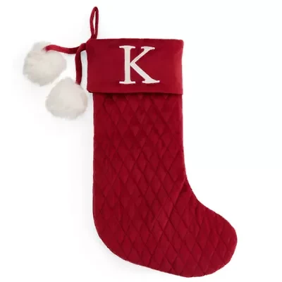 North Pole Trading Co. Red Quilted Monogram K Christmas Stocking