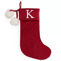 North Pole Trading Co. Red Quilted Monogram K Christmas Stocking