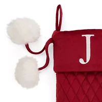 North Pole Trading Co. Red Quilted Monogram M Christmas Stocking