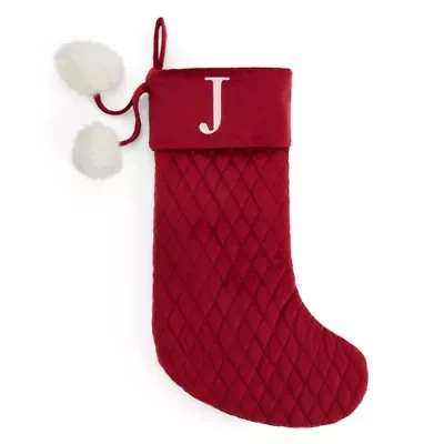North Pole Trading Co. Red Quilted Monogram M Christmas Stocking