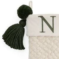 North Pole Trading Co. Ivory Knit Monogram N Christmas Stocking