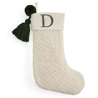 North Pole Trading Co. Ivory Knit Monogram D Christmas Stocking