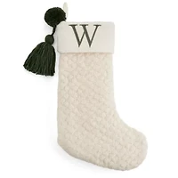 North Pole Trading Co. Ivory Knit Monogram W Christmas Stocking