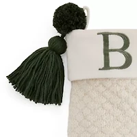 North Pole Trading Co. Ivory Knit Monogram B Christmas Stocking