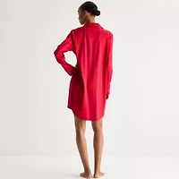Ambrielle Womens Satin Long Sleeve Nightshirt