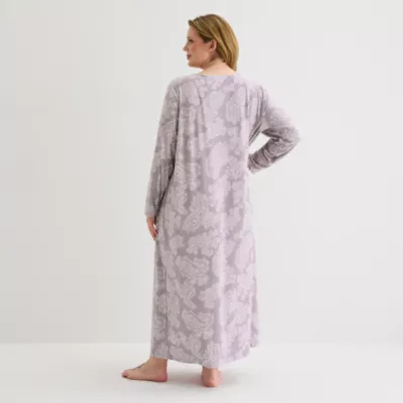 Adonna Womens V Neck Long Sleeve Plus Nightgown