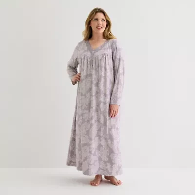 Adonna Womens V Neck Long Sleeve Plus Nightgown