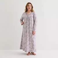 Adonna Womens V Neck Long Sleeve Plus Nightgown