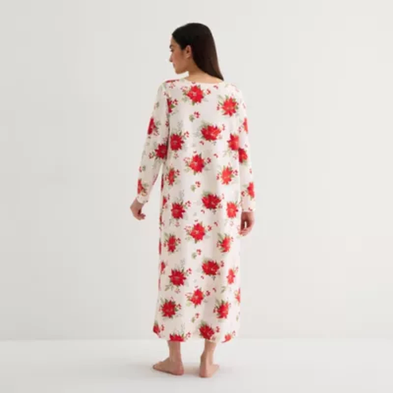 Adonna Womens V Neck Long Sleeve Nightgown