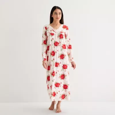 Adonna Womens V Neck Long Sleeve Nightgown