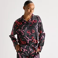 Ambrielle Womens Satin Long Sleeve 2-pc. Pajama Sets