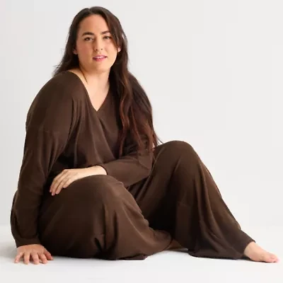 Ambrielle Womens Rib Plus Pajama Pants