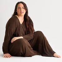 Ambrielle Womens Rib Plus Pajama Pants