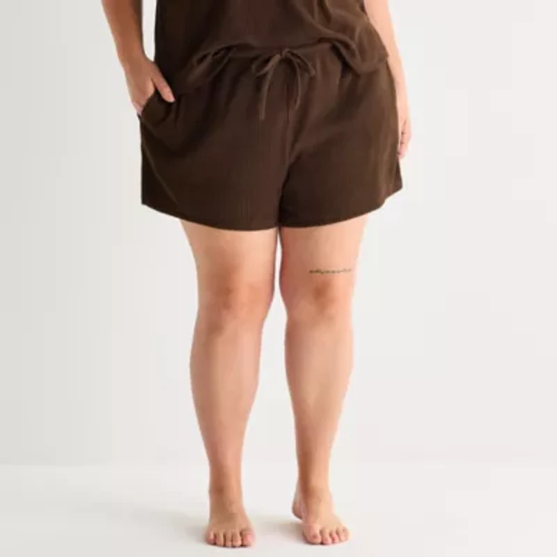 Ambrielle Womens Rib Plus Pajama Shorts