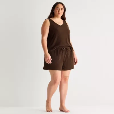 Ambrielle Womens Rib Plus Pajama Shorts