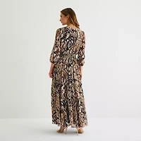 Sam And Jess Womens 3/4 Sleeve Animal Maxi Dress