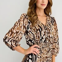 Sam And Jess Womens 3/4 Sleeve Animal Maxi Dress