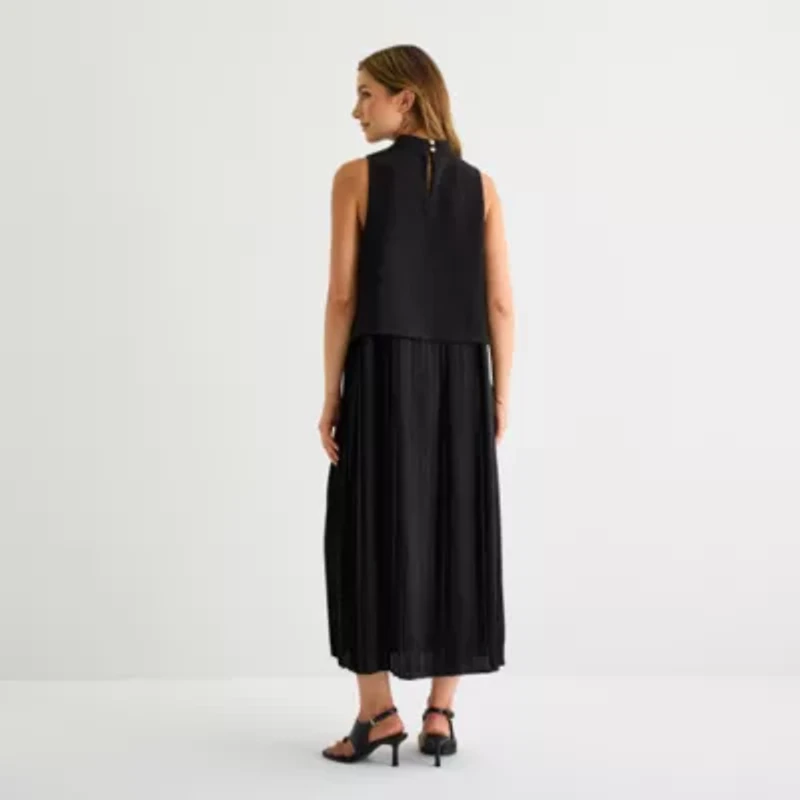 Clover And Sloane Womens Sleeveless Midi Shift Dress