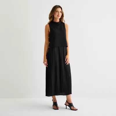 Clover And Sloane Womens Sleeveless Midi Shift Dress
