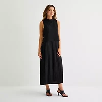 Clover And Sloane Womens Sleeveless Midi Shift Dress