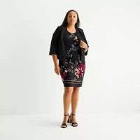 Studio 1 Womens Floral Jacket Dress Plus