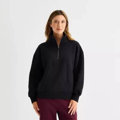 Xersion Womens Mock Neck Long Sleeve Active Tall Quarter-Zip Pullover