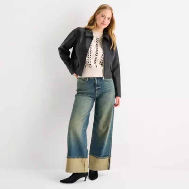 a.n.a Womens Faux Leather Lightweight Jacket