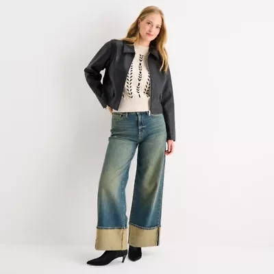 a.n.a Womens Faux Leather Lightweight Jacket
