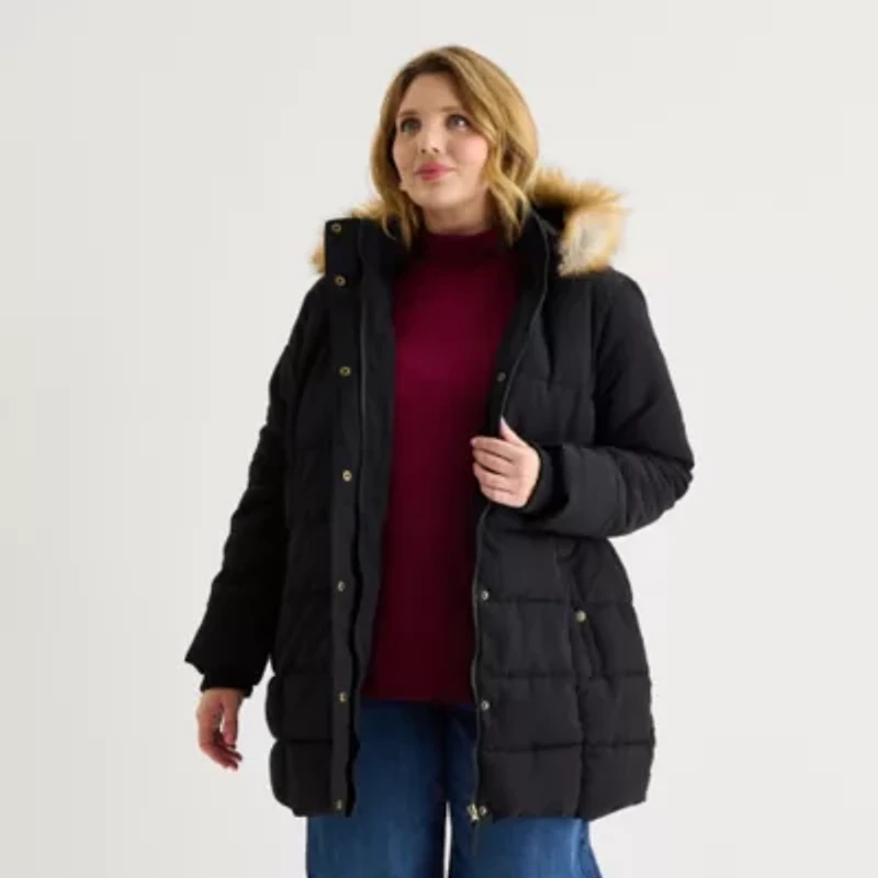 St. John's Bay Womens Plus Heavyweight Puffer Jacket