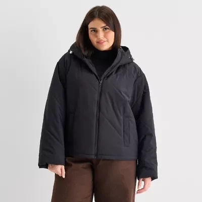 a.n.a Womens Plus Hooded Midweight Puffer Jacket