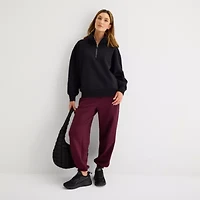 Xersion Womens Mock Neck Long Sleeve Active Petite Quarter-Zip Pullover