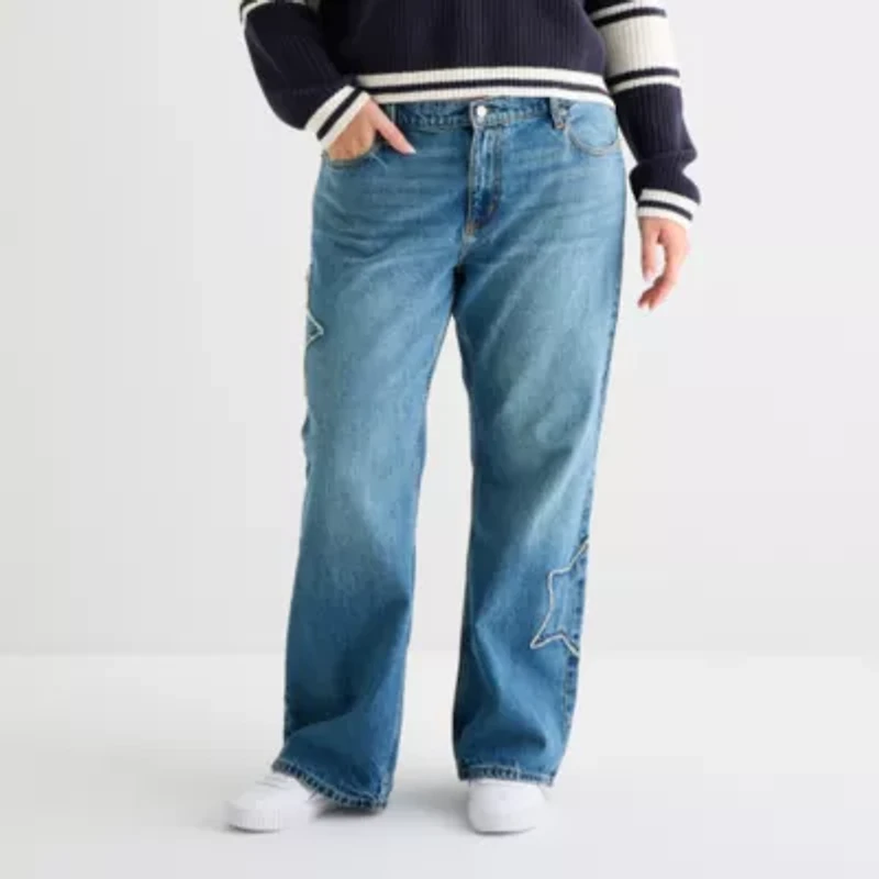 Arizona Juniors Plus Womens Low Rise Straight Leg Jean