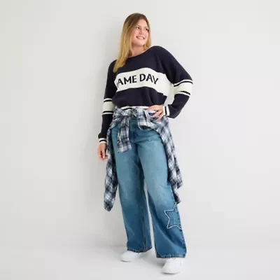 Arizona Juniors Plus Womens Low Rise Straight Leg Jean