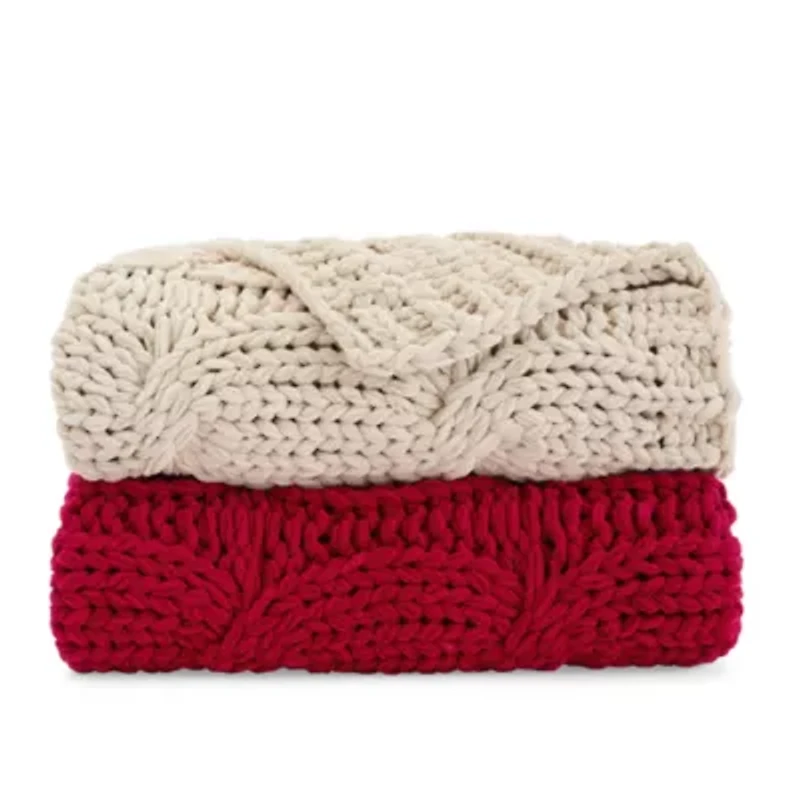 North Pole Trading Co. Chuncky Cable Knit Throw