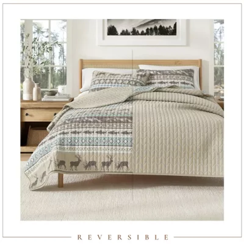 Linery Animal Stripe Reversible Quilt Set