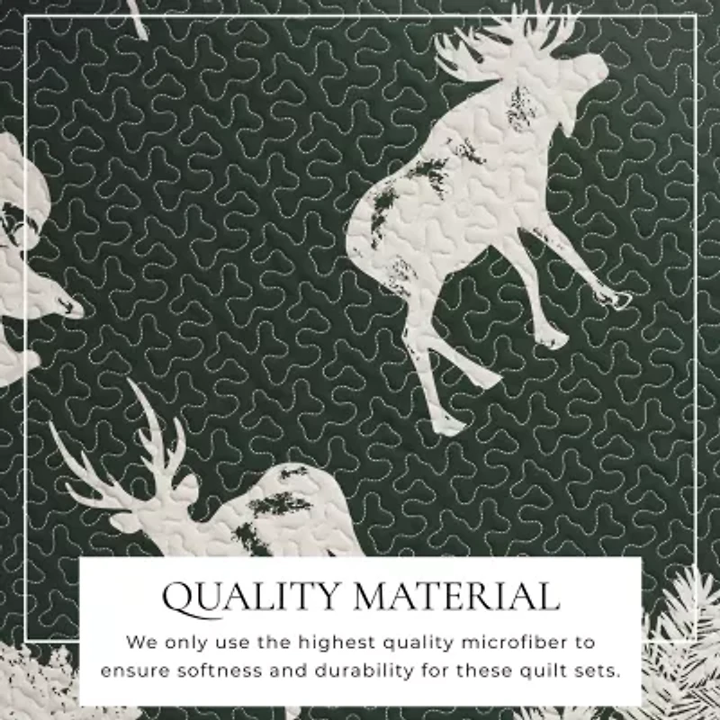 Linery Deers Trees Reversible Quilt Set