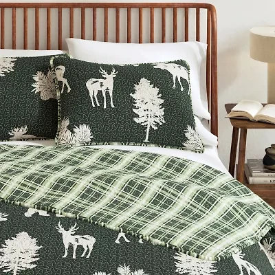 Linery Deers Trees Reversible Quilt Set