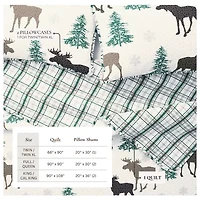 Linery Moose Trees Reversible Quilt Set