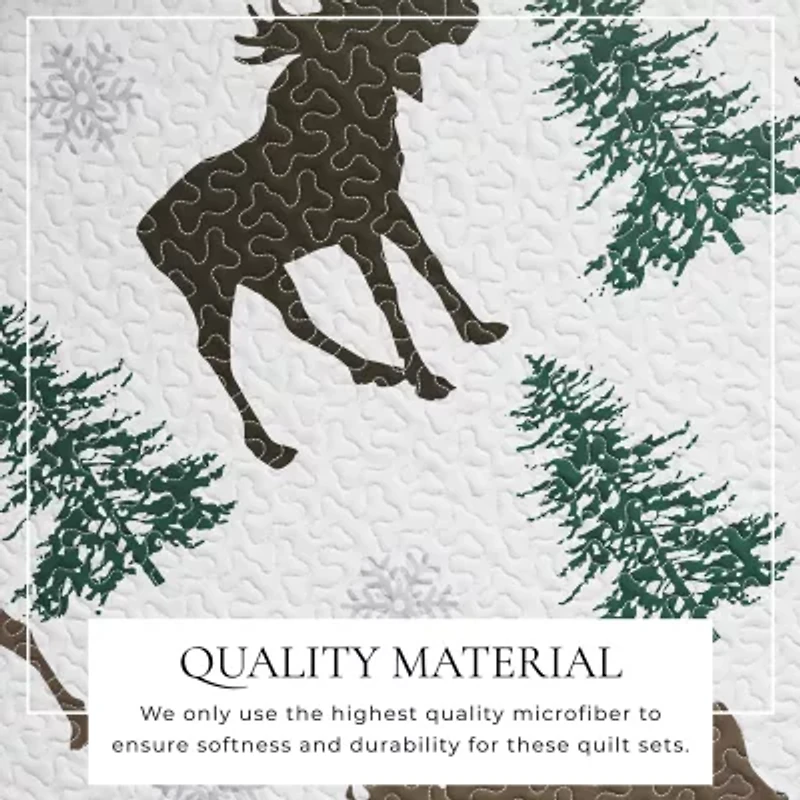 Linery Moose Trees Reversible Quilt Set