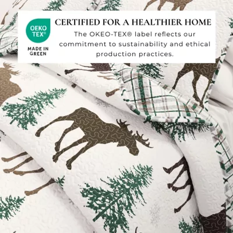Linery Moose Trees Reversible Quilt Set